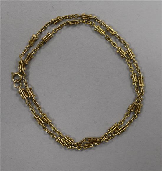 An 18ct gold fancy link chain, 41cm.